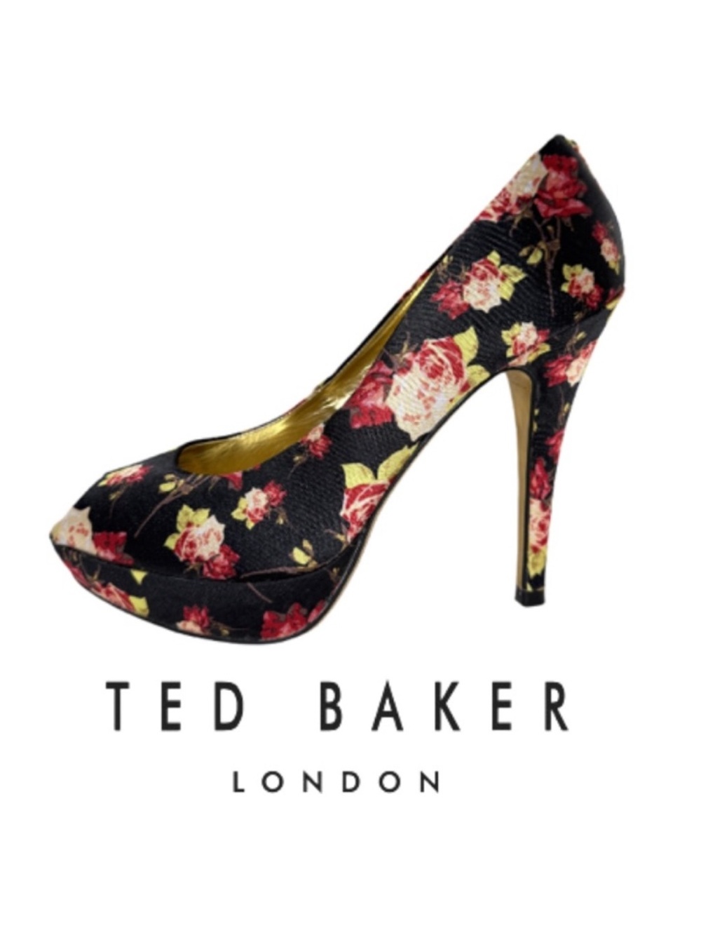 TED BAKER | Floral Satin Platform Peep toe Heels Pumps Cocktail Formal Preppy